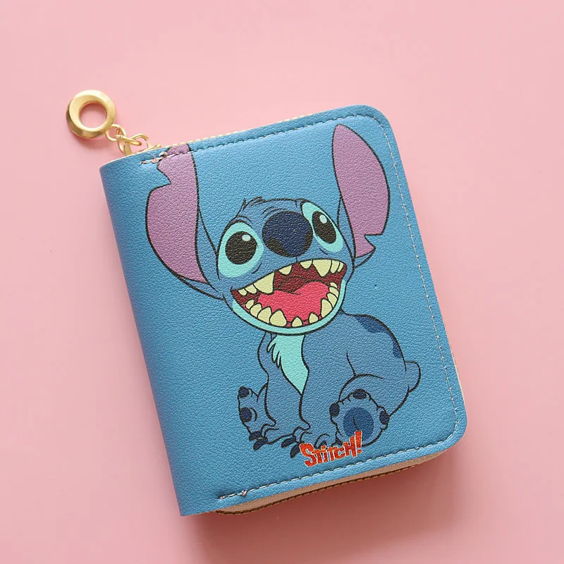 Stitch Wallet Short Zipper Print Student Cartoon Mini Wallet Coin Purse Card Holder Birthday Present Anime Figure  Disney