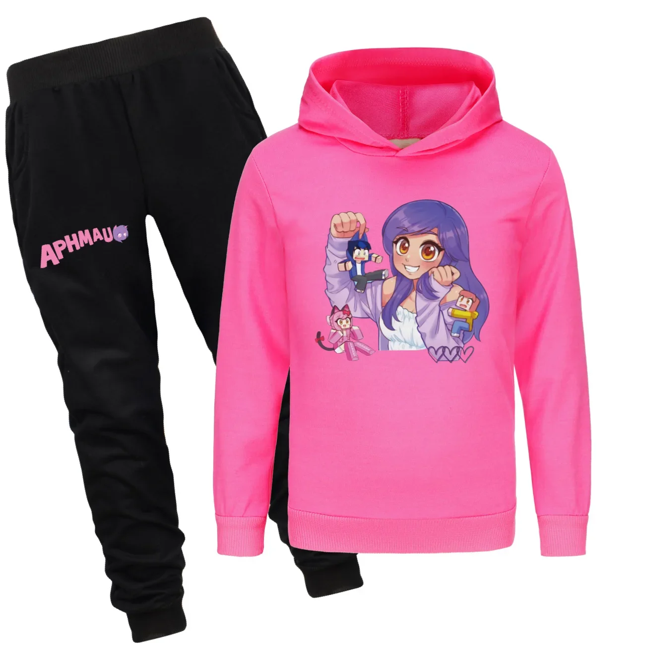 

Newest Aphmau Cat Clothes Kids Cartoon Hoodies+pants 2pcs Sets Toddler Girls Outfits Teenager Boys Tracksuit Children's Clothing