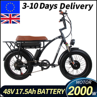 GOGOBEST GF750 Electric Bicycle 1000W*2 Dual Motors 48V 17.5Ah Battery 20*4.0'' Fat Tire 7-Speed Gear Mechanical Disc Brake