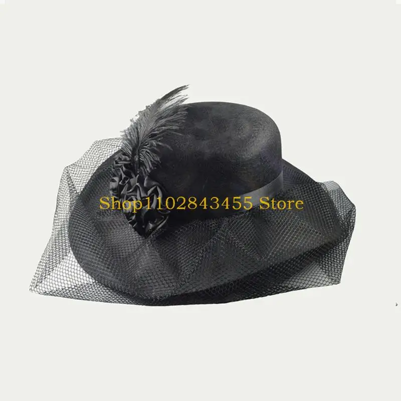 

49MC Derby Hat With Veil Tea Party Hat Church Fascinator Hat For Women With Net