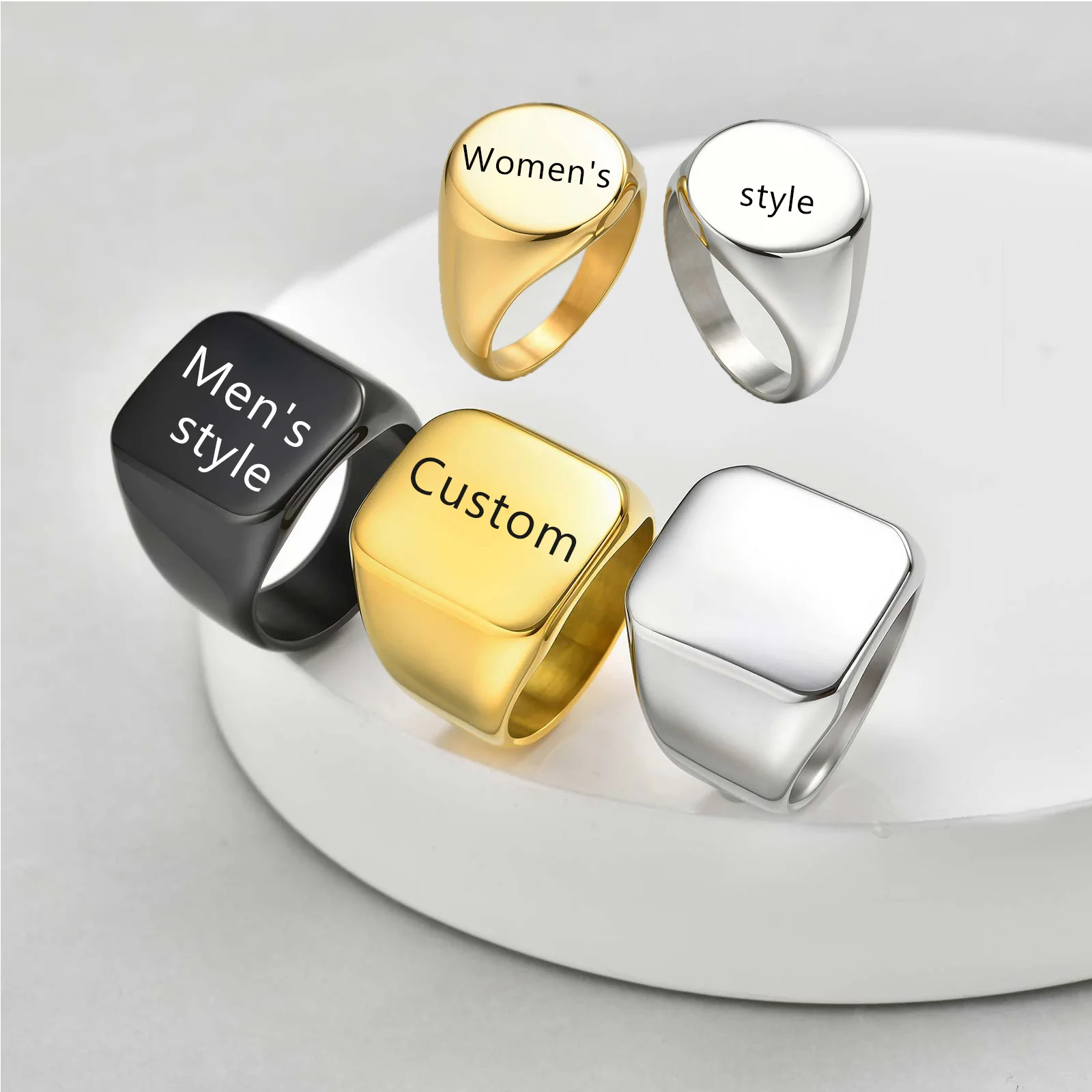 

Personalized Jewelry 18 KT Gold Plating Ring for Men Bro Luxury Engraving Gentleman Wedding Party Gifts Commission Anniversary