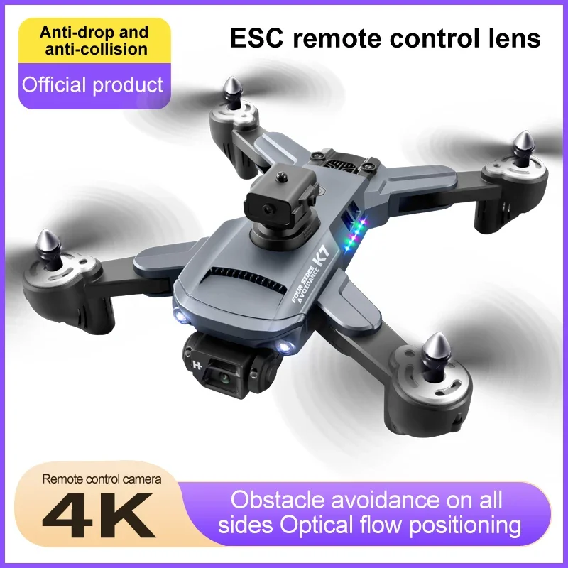 

New drone k7 4K HD professional camera LED light positioning four axis anti-shake gimbal ESC with optical flow quadcopter