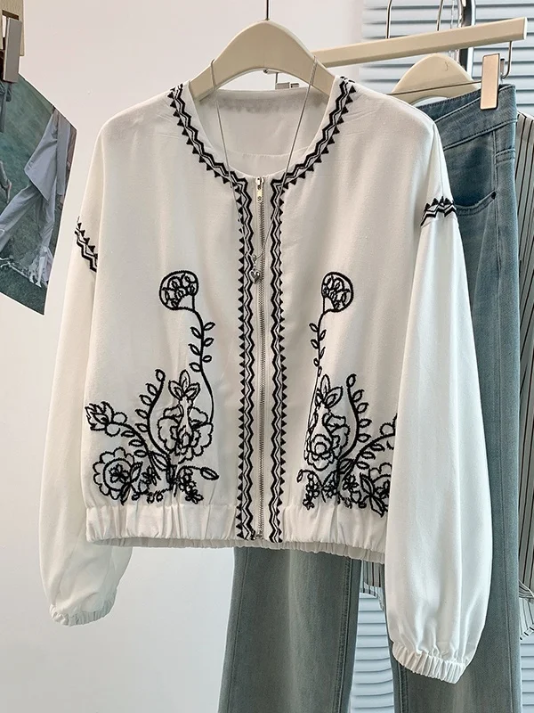 Authentic Bohemian Heavy Embroidery Long Sleeve Open Cardigan Versatile Cotton Women's Jacket for Autumn 2026 Loose Fit Style