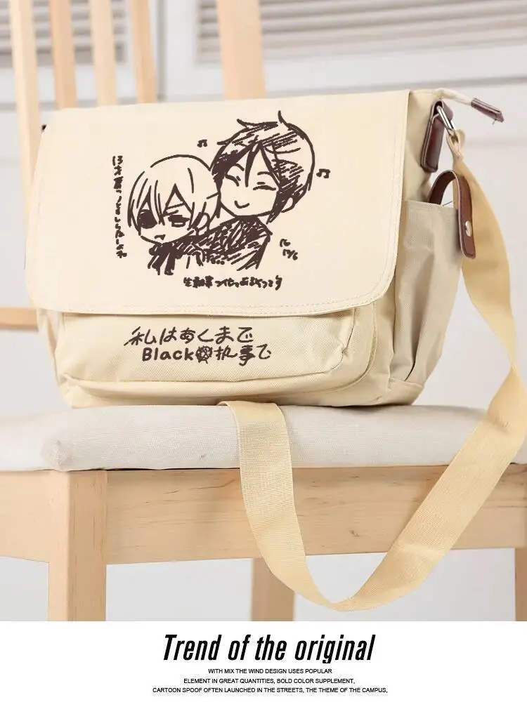 

2025 Black Butler Sebastian·Michaelis Fashion Canvas Unisex Shoulder Cosplay Student Messenger Bag Itabag Shopping Gift