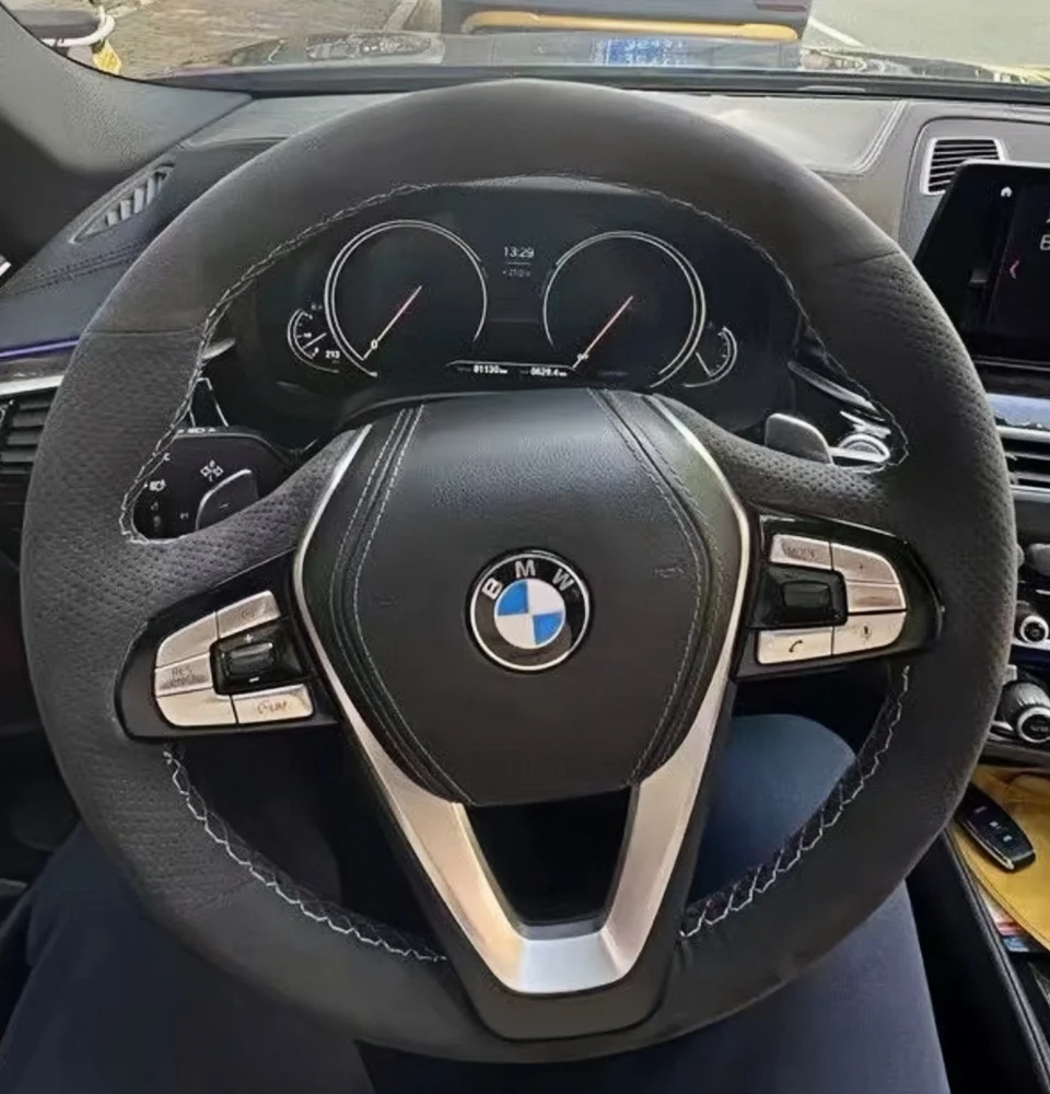 Customized Car Steering Wheel Braid Cover Hand Sewing Suede Leather For BMW G20 G21 G30 G31 G32 X3 G01 X4 G02 X5 G05 X7 G07 Z4