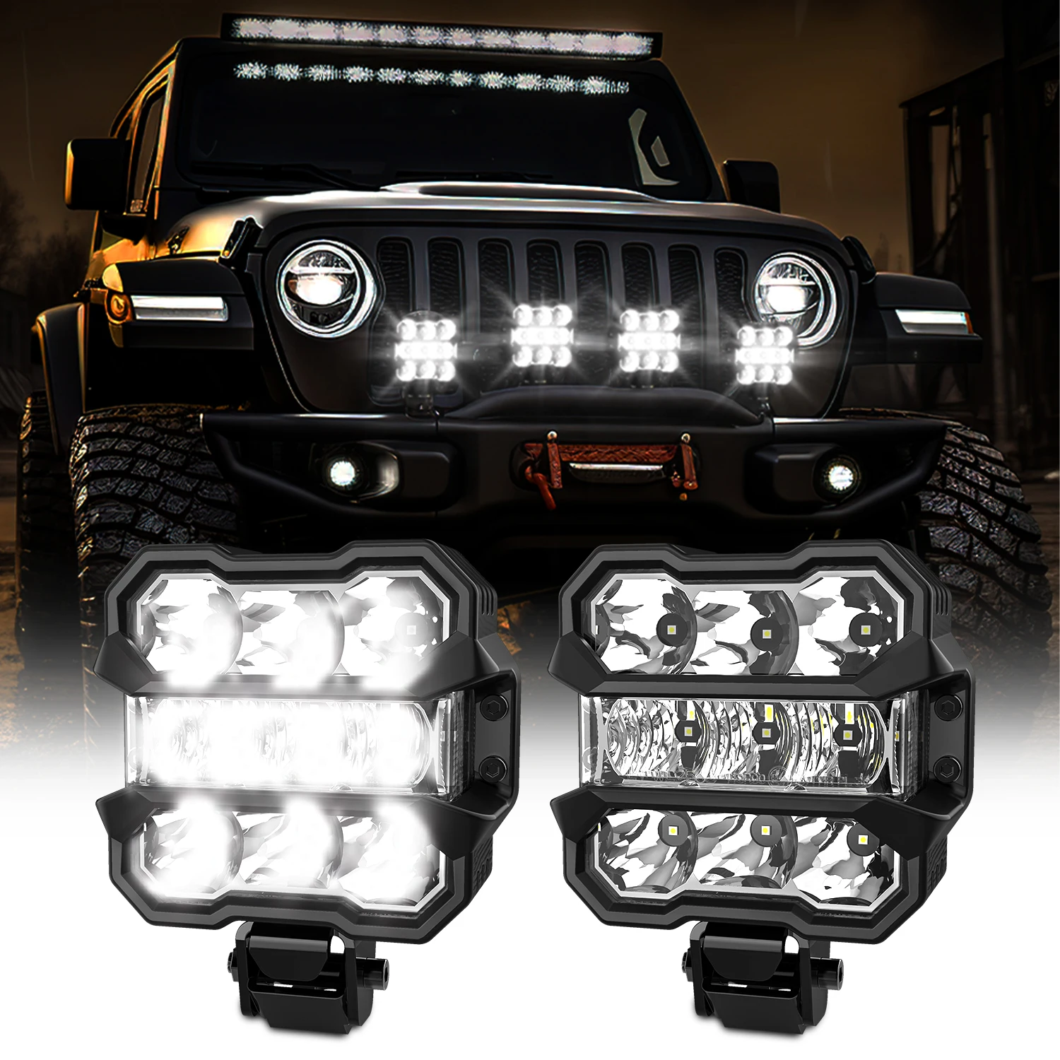 

Car Led Work Light 12v 24v Headlight Amber Side Marker DRL led Spotlight Driving Lamp for Truck Jeep Off Road SUV ATV Fog Lamp