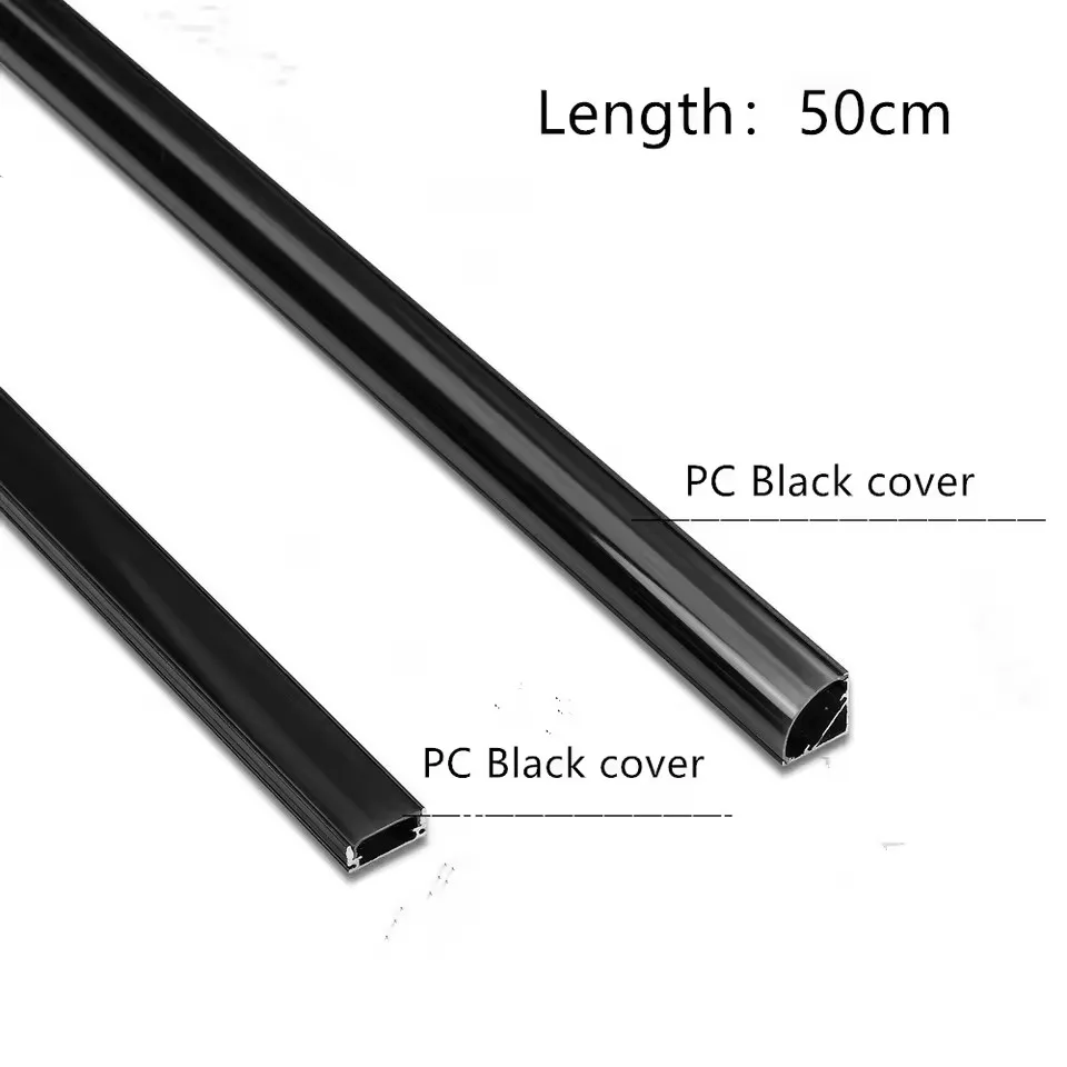 

Black Led Aluminum Profile U/V With Milky PC Cover kitchen Cabinet Closet Lamp LED Strip Shelf Light Channel Holder Diffuser