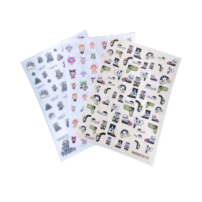 DIY Japanese Style Thin Traceless Nail Stickers New Design of Bland Box Girls & A Deformed Face Serious Back Glue Dry Nail Decal