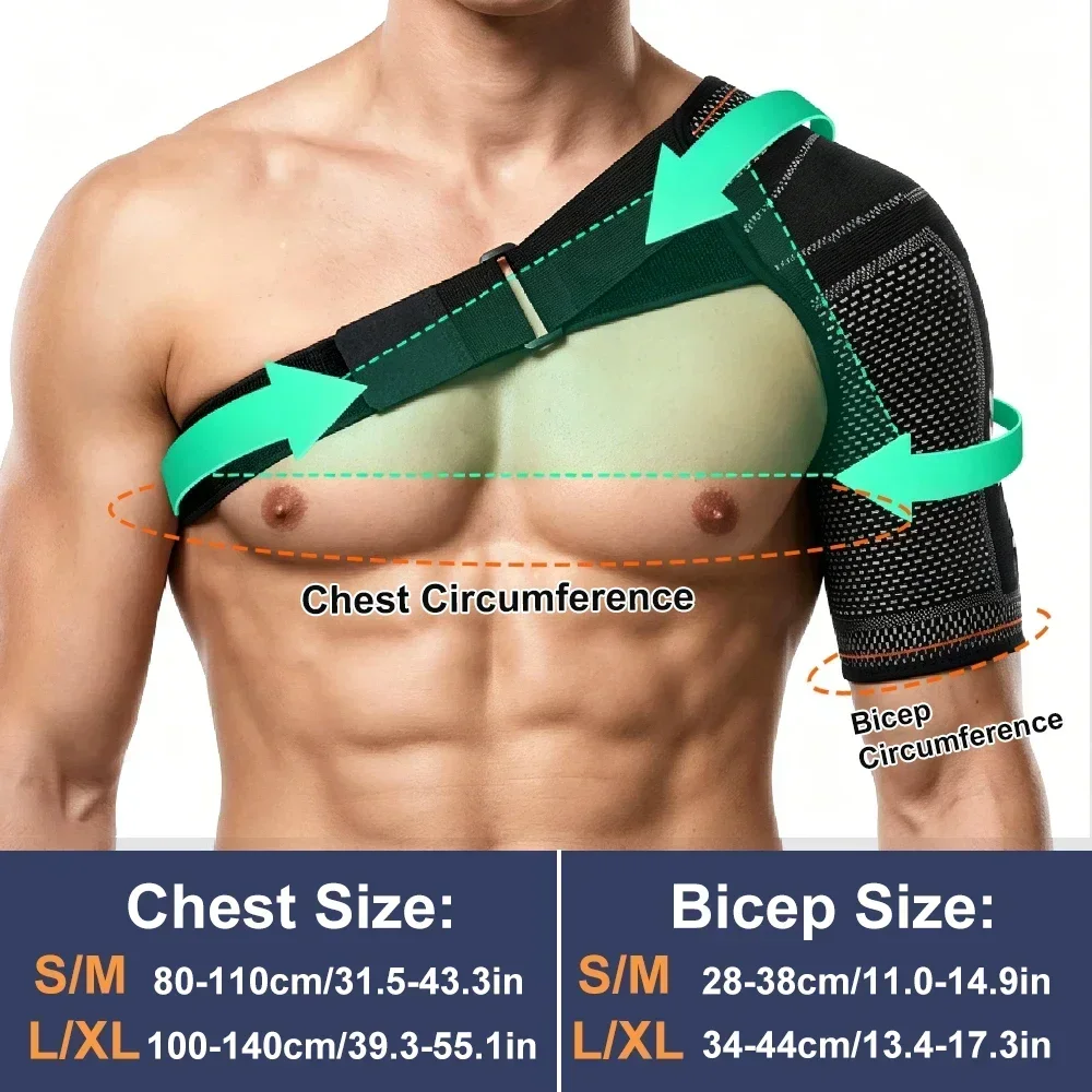 1PCS Breathable Sweat-Absorbent Shoulder Stabilizer Brace, Adjustable Compression Support Strap for Sports & Daily Use