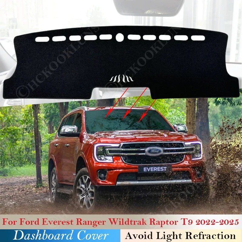 

For Ford Everest Ranger Wildtrak Raptor T9 2022~ 2025 Dashboard Cover Pad Anti-Slip Mat Sunshade Dashmat Carpet Accessories 2024
