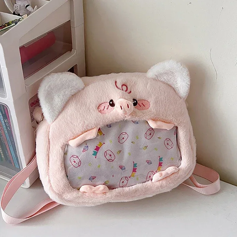 

HAEX Funny Pig Backpacks Women 2025 Cartoon Embroidered Fluffy Crossbody Shoulder Ita Bags Y2K Subculture Designer Bolso Mujer