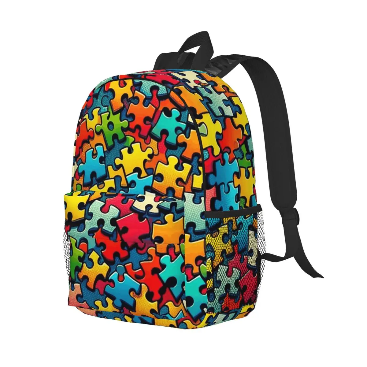Autism Awareness Colorful Puzzle Piece Print Backpack Student Boys Girls BookBag Men Women School Bag Computer Shoulder Bags