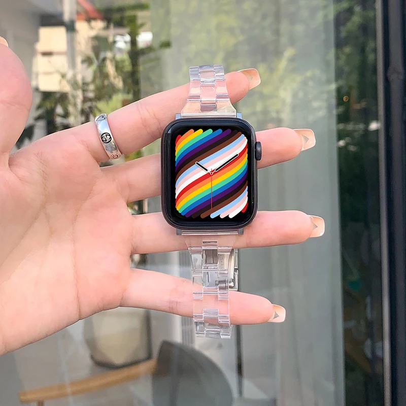 Slim Strap For Apple Watch ultra series 9 8 7 41mm 45mm 44mm 40mm 42 38mm glacier Pride bracelet Smart Band Iwatch 6 5 4 3 Se