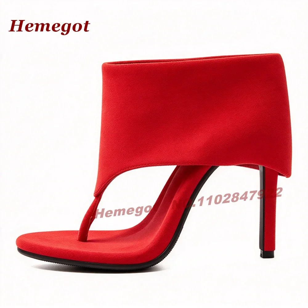 Blue Suede Thong Mule Heels Slippers Open Toe Stiletto High Heel Sandals Cutout Backless Slip On Flanging Splicing Shoes Sexy