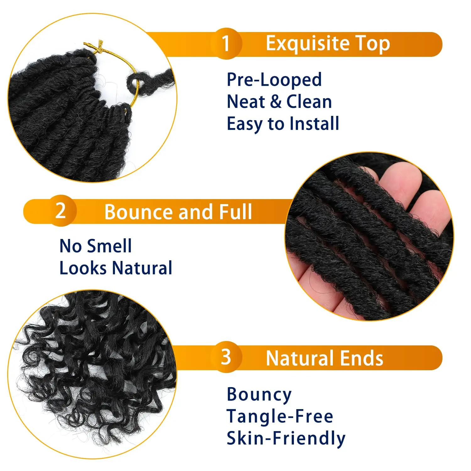 Straight Faux Locs Crochet Hair for Black Women, Crochet Pre-Looped Curly Hair Soft Faux Locs Synthetic Braiding Hair Extension
