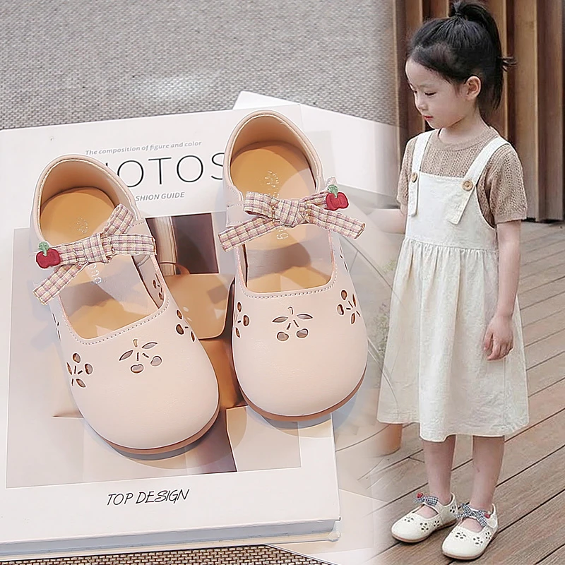 

Детские туфли для девочек в стиле принцессы, с круглым носком, на плоской подошве, с мягкой подошвой, 2026, абсолютно новые, из натуральной кожи, с милыми бантиками, модные