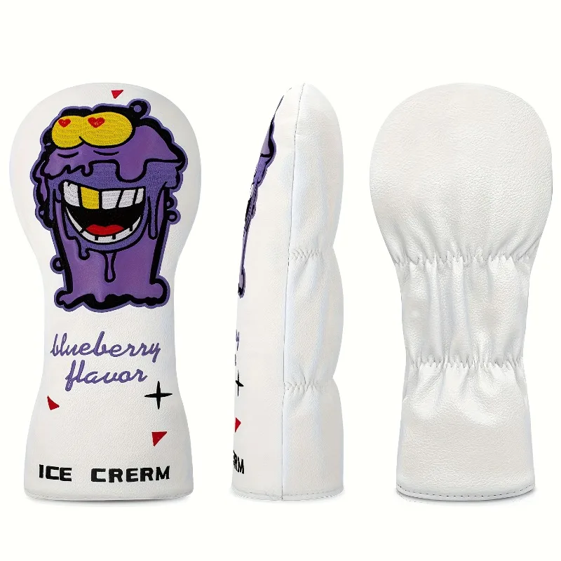 อุปกรณ์คลุมหัวไม้กอล์ฟดีไซน์แปลกตาสีม่วง อุปกรณ์กอล์ฟที่สนุกสนาน อุปกรณ์คลุมหัวไม้กอล์ฟ กันฝุ่นและทนทาน