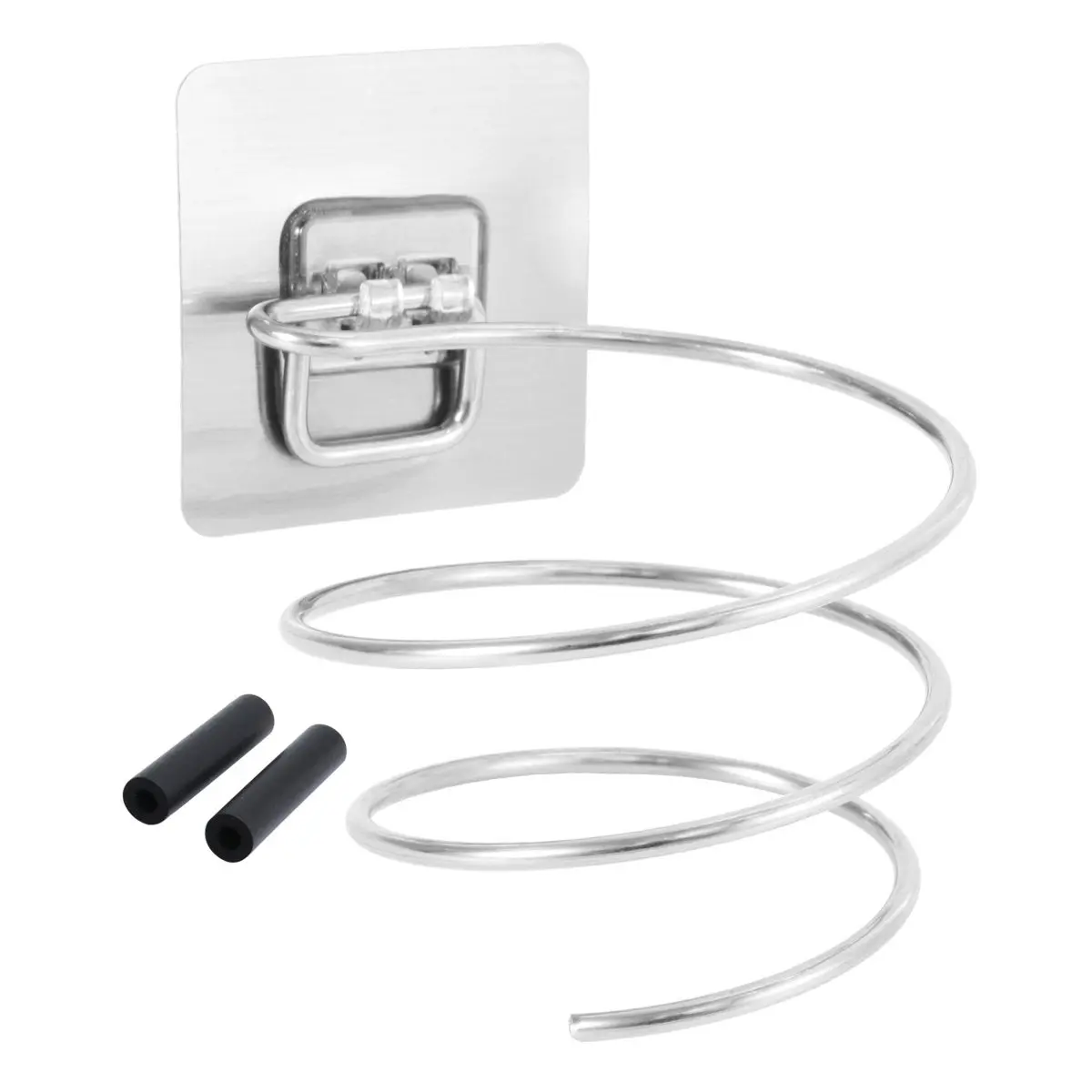 2Pcs Hairdryer Holder Wall Mounted Stainless Steel Punch Free Hair Dryer Rack Organizer No Drilling Easy Install