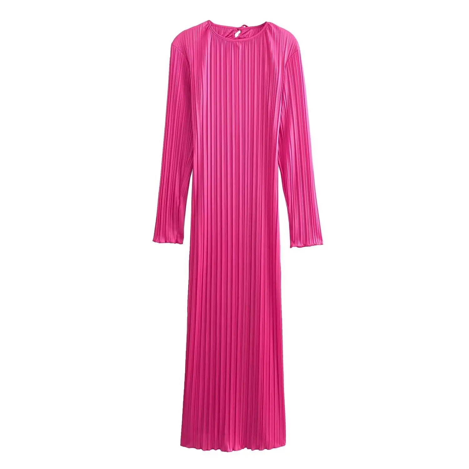 

Elegant rose red pleated high-waisted backless maxi dress for women summer dress for women casual long-sleeved slim robe y2k