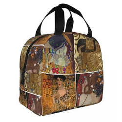 Gustav Klimt Freyas Insulated Lunch Bags Tree Of Life The Kiss Adele Bloch-Bauer Lady Meal Container Cooler Bag Tote Lunch Box