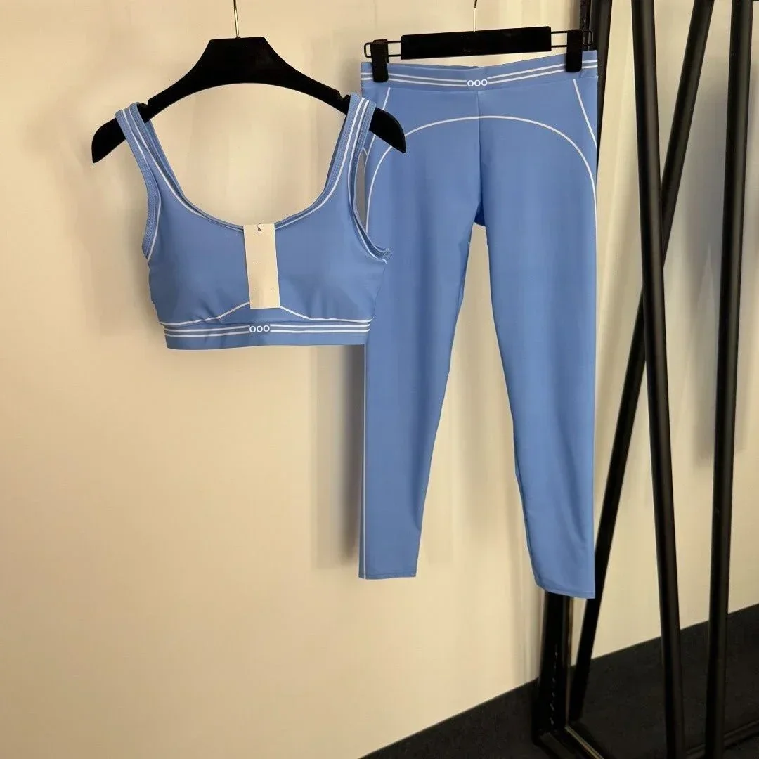 Tank Top and Pants Two Piece Breathable Stretch Casual Running Sports Activewear Workout Outfit Women Yoga Pilates Fitness Set
