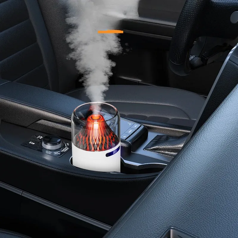 360ML Volcano Humidifier Spray Delicate Car Home Atmosphere Light USB Charging Intelligent Digital Display Aromatherapy Machine