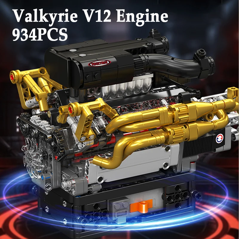 

974 шт. Valkyrie V12 модель двигателя строительные блоки наборы украшений технические игрушки имитация коробки передач сборка кирпичей коллекция