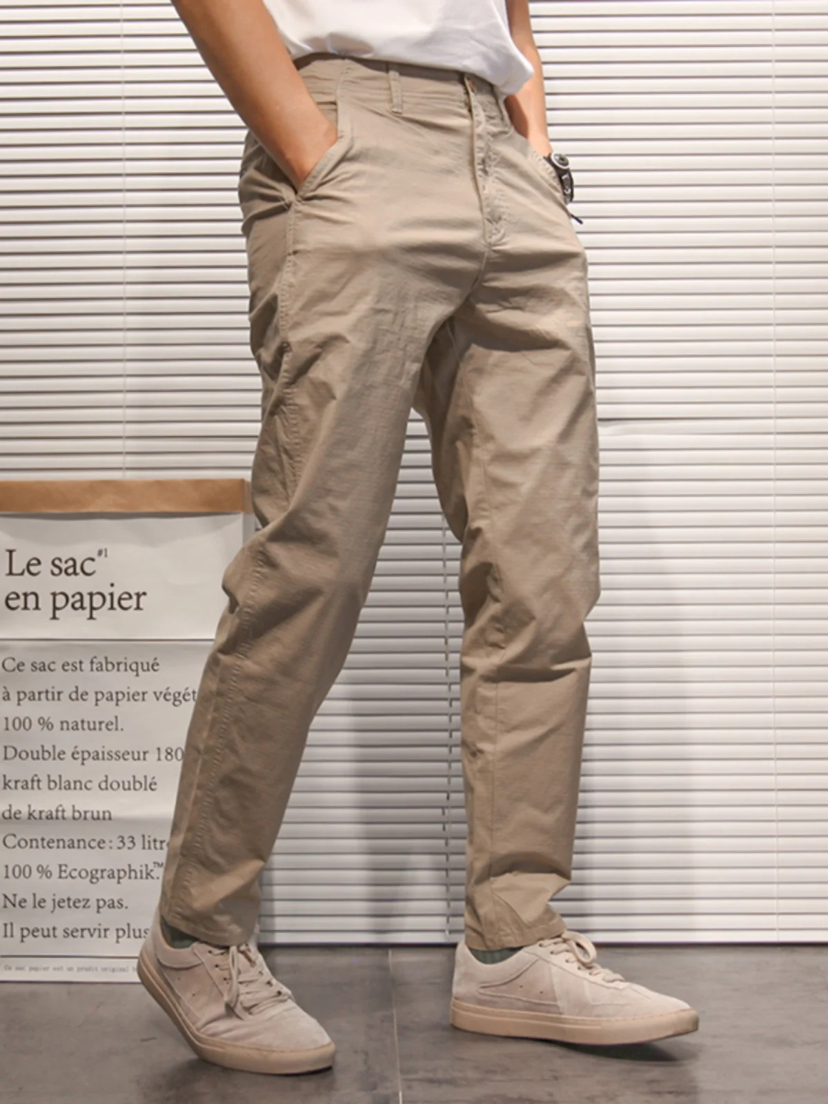 

American Retro Color Men's Casual Pants Loose Straight Thin Workwear Summer New Sle Versatile Lightweight Cotton Poly...