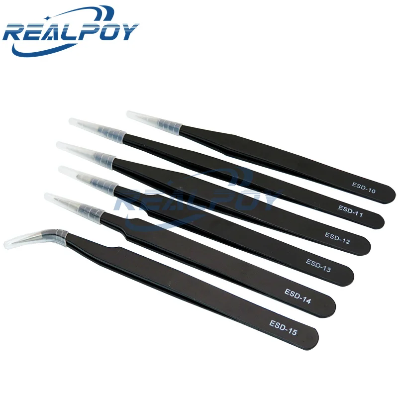 1.5mm Industrial Tweezers Kit Anti-Static Stainless Steel Tweezer Set Repair Tools ESD-10 11 12 13 14 ESD-15 integrated circuit