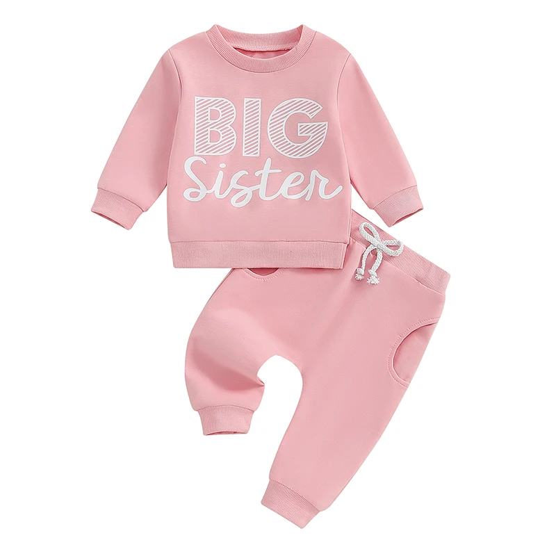 

Toddler Girl Fall Outfits Letter Print Crew Neck Long Sleeve Sweatshirts and Long Pants 2Pcs Clothes Set