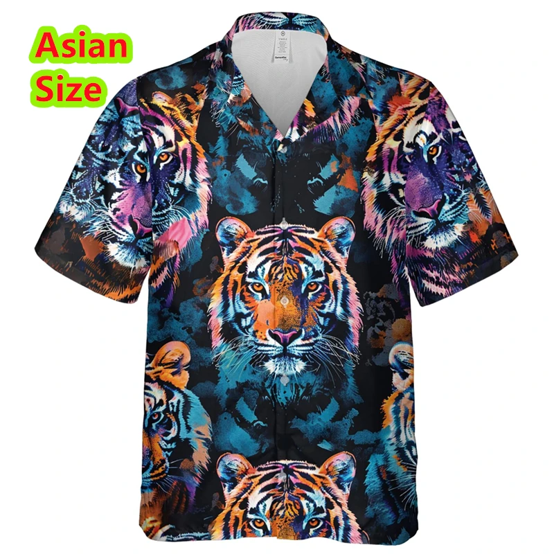 

Мужские рубашки с рисунком пляжного тигра, одежда с забавными животными, серфинг, гоянская рубашка с короткими рукавами и 3D принтом, топы Y2k, блузка, одежда