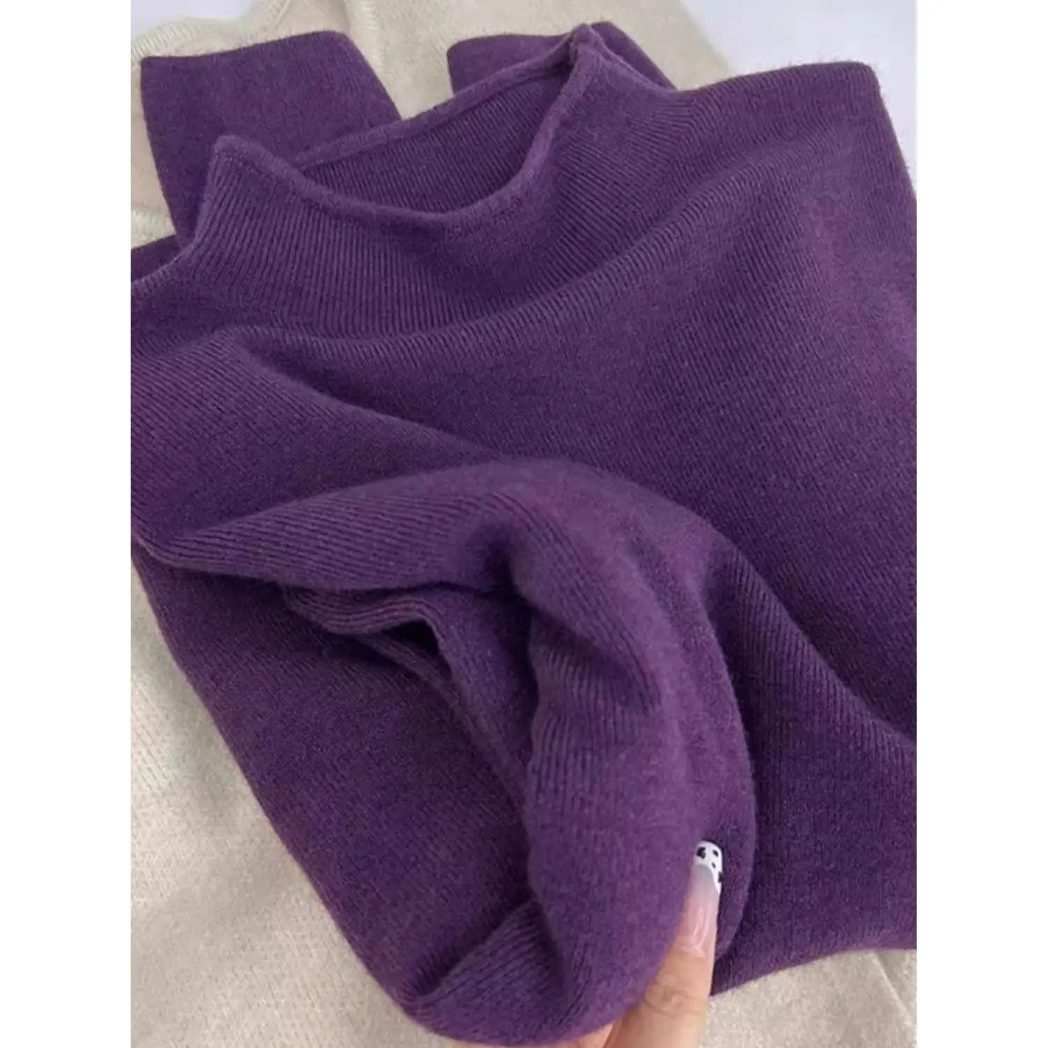 

Autumn Winter Women's Knitted Sweater Base Layer Small Stand Collar Soft Fufu Big Size Inner Wear Simple Sle Commute Faion