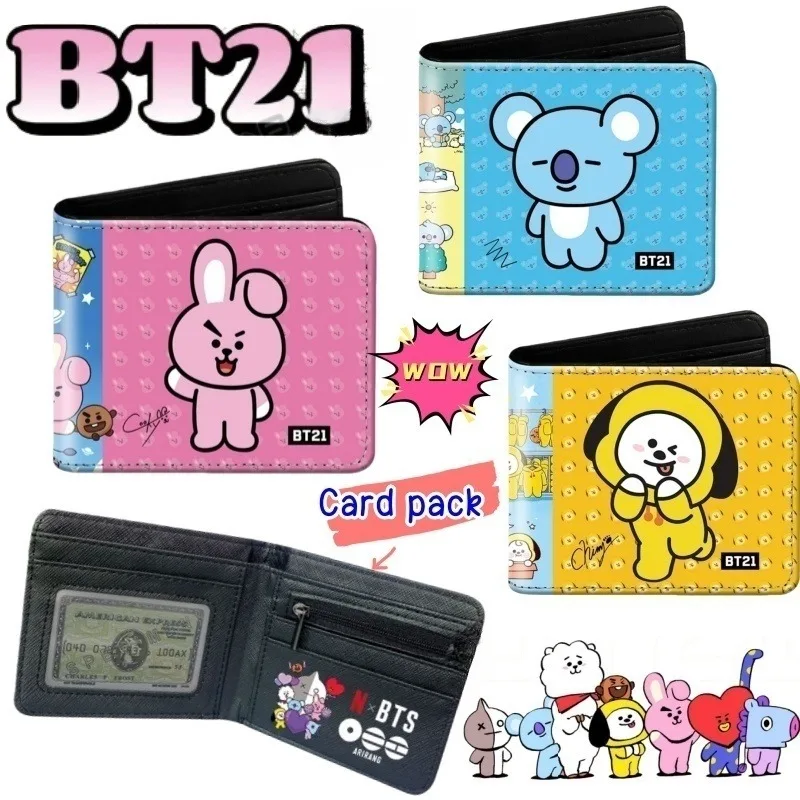 

BT21 RJ cookie tata koya personalized creative wallet card bag for boys and girls convenient carry-on coin purse Holiday gift