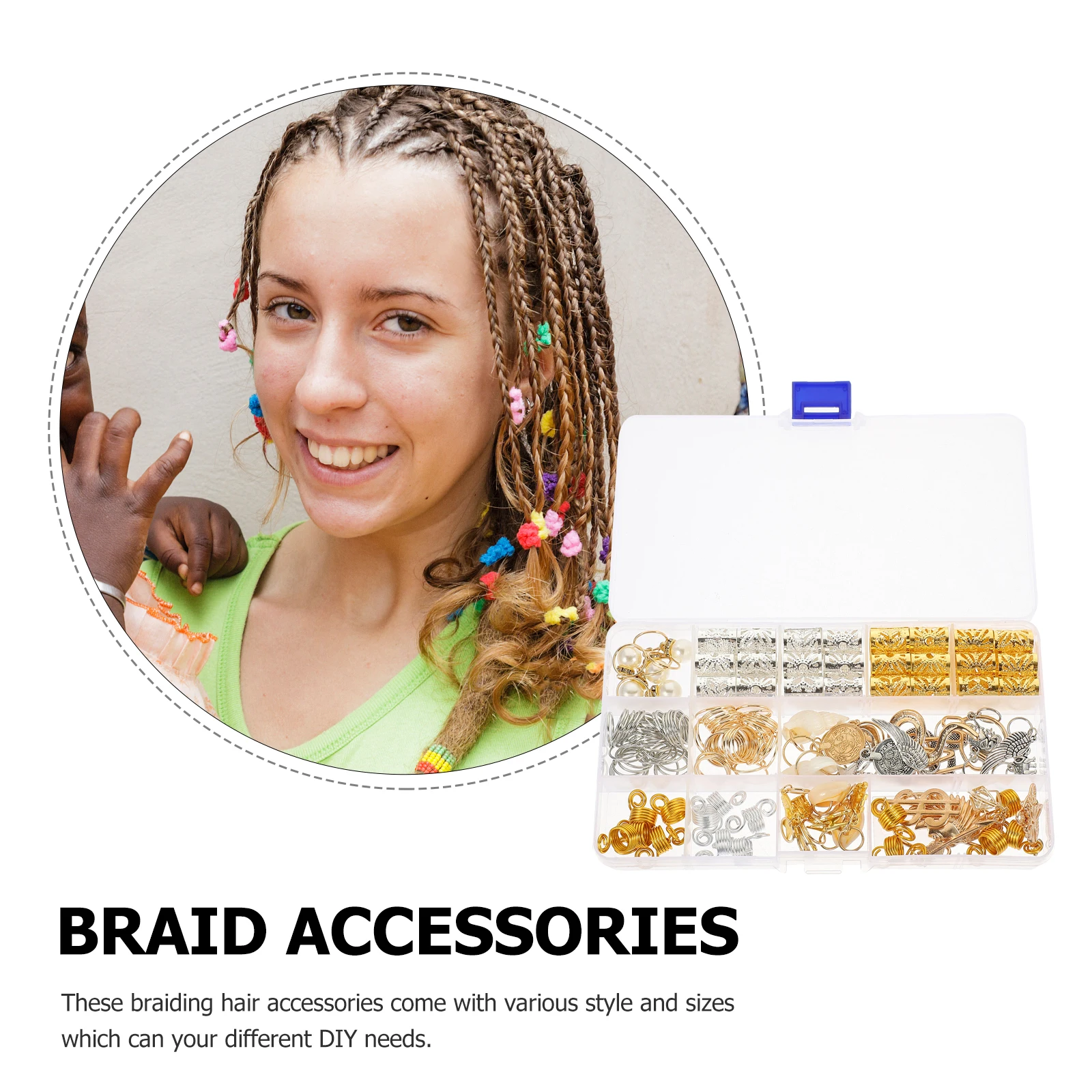 

173pcs Ornament Set Braided Hair Accessories Beads Charms Jewelry Beads Decorations for Dreadlocks Braids