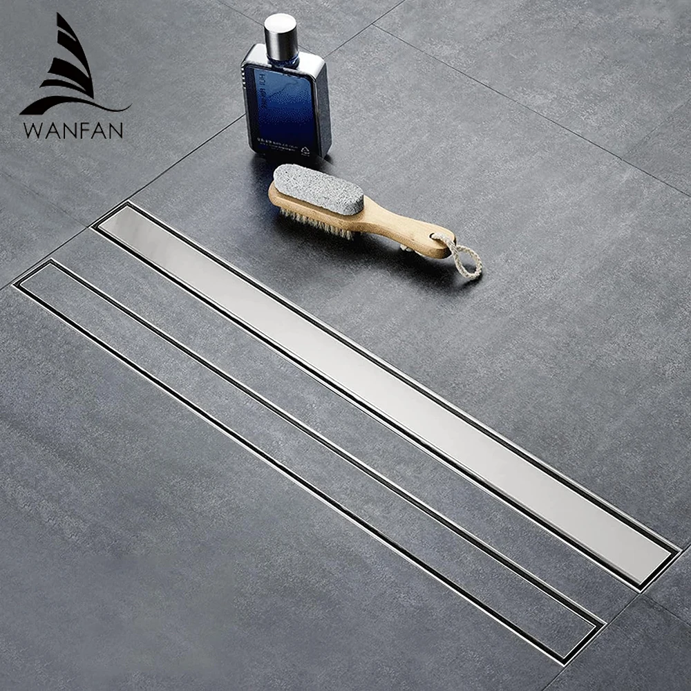 

304 Stainless Steel Bathroom Shower Floor Drain Long Drainage Square Shower Large Floor Drains Shower Drain Cover DL-053SN