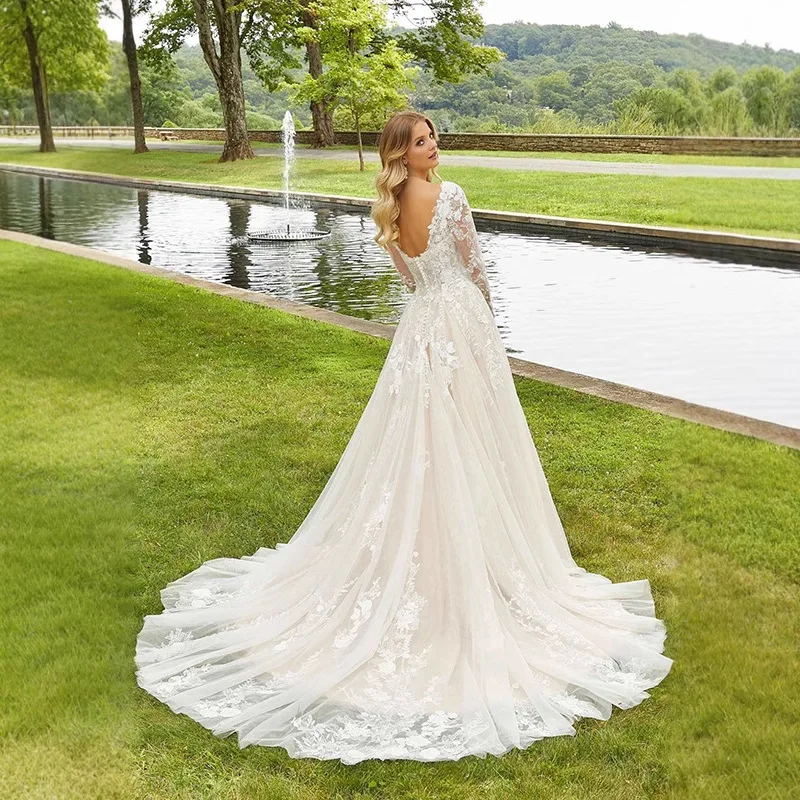 

Bridal Wedding Dress Spring Style European and American Women's Clothing Long Sleeve Formal