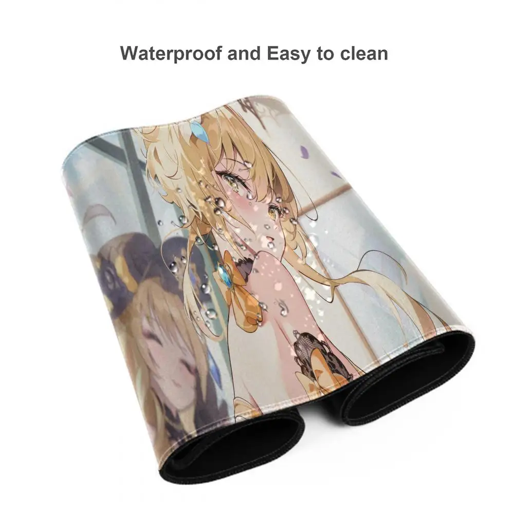 Imagem -05 - Anime Genshin Impacto Grande Gaming Mouse Pad Menina Mousepad Lockedge Computador Teclado Mesa Esteira de Mesa