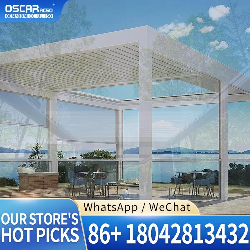 Waterproof Motorized Bioclimatic Aluminum Pergola 12 M2 Outdoor Patio Garden Decoration Louver Pergola