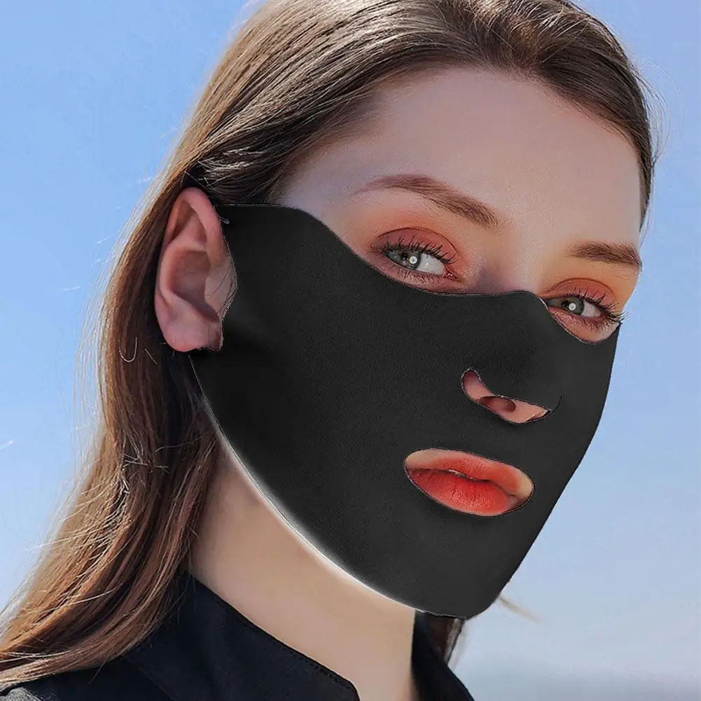 

Summer Outdoor Golf Reusable Ice Silk Mask Face-modified Sunscreen Nose Sports Three-dimensional Outdoor Mask Hole N4B1