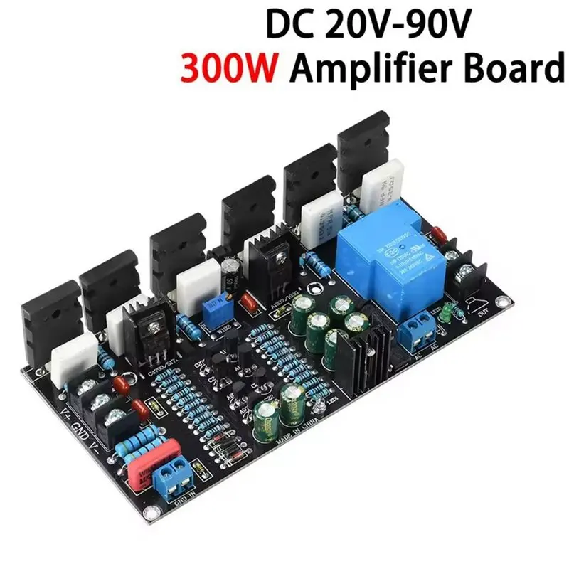 B50B-300W Mono Power Amplifier Board 1943+5200 Transistors For Hi-Fi Audio Amplification DC 30V-90V Voltage Input