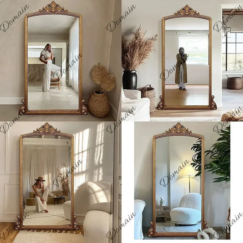 A81 Large Ornate Carved Floor Mirror - Vintage French Style Full Length Dressing Mirror For Home & Store