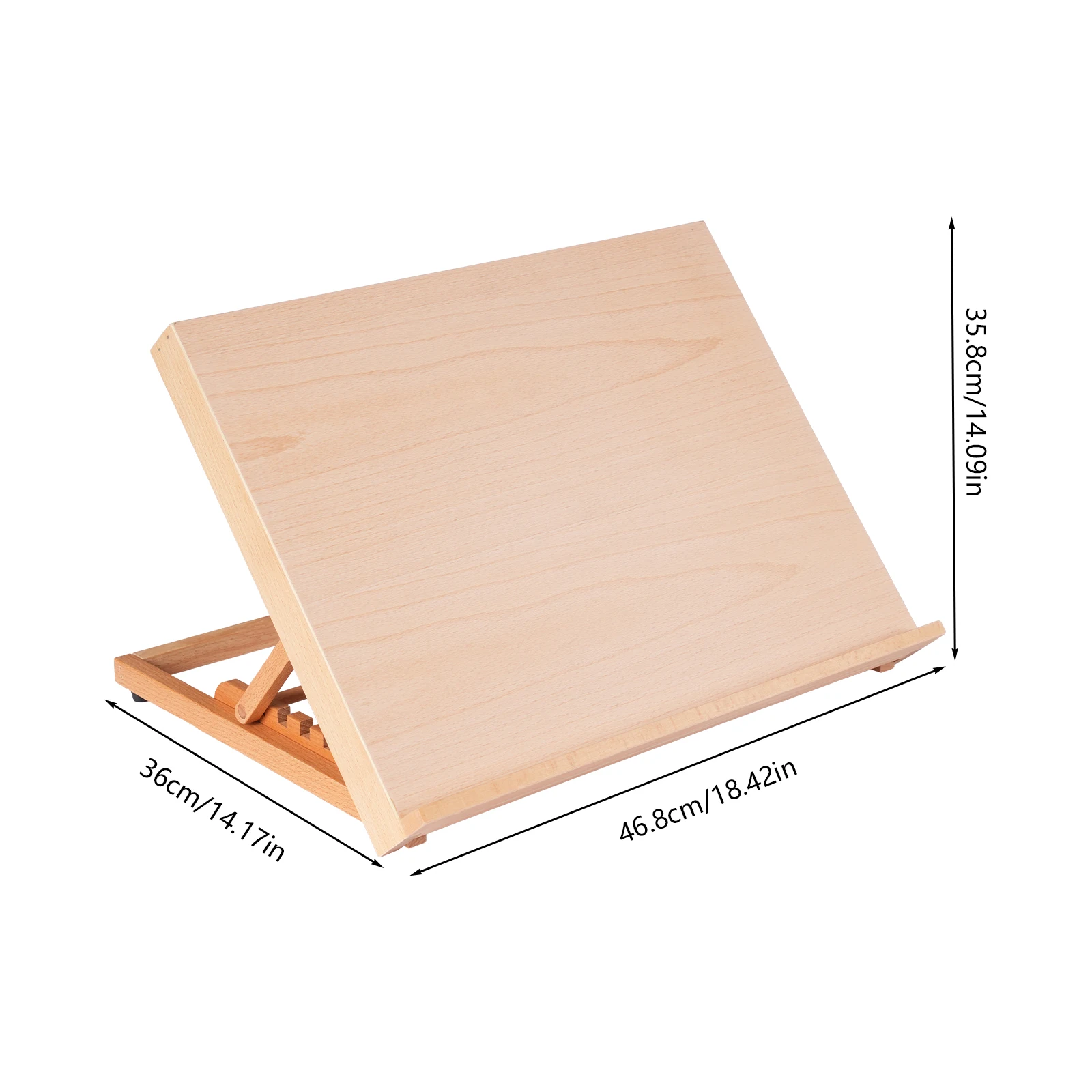 Adjustable Painting Board Stand, Portable Desktop Easel for Artists, Beech Wood Drawing Stand with 0-80° Angle, Foldable Sketchboard Holder for Tabletop