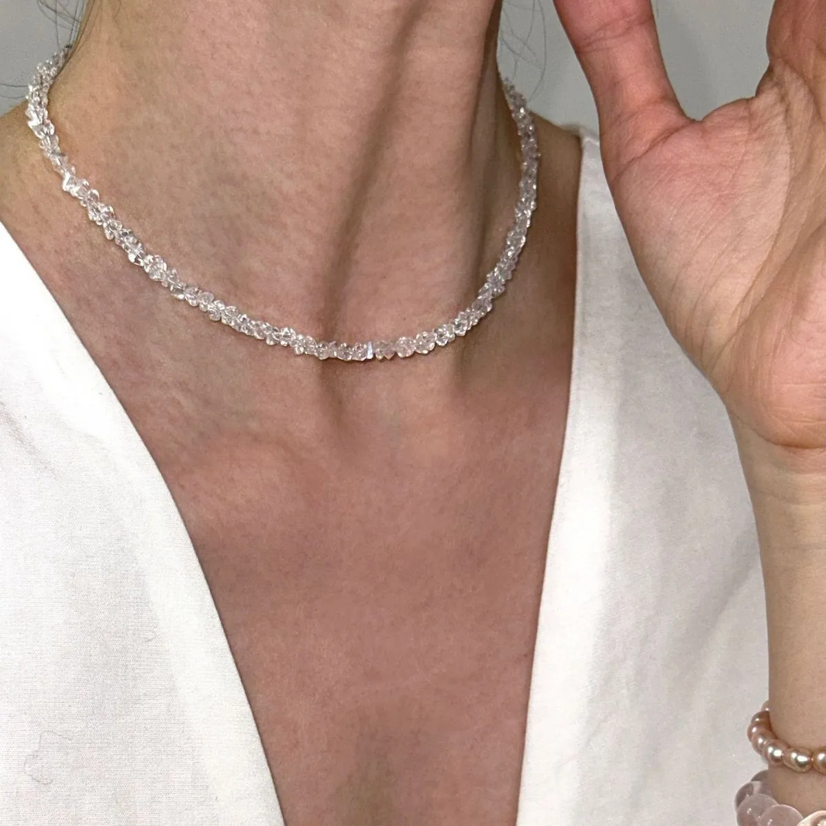 

Transparent Glass Crystal Irregular Beaded Choker Necklace for Women Korean New Fashion Charm Clavicle Chain Party Jewelry Gift