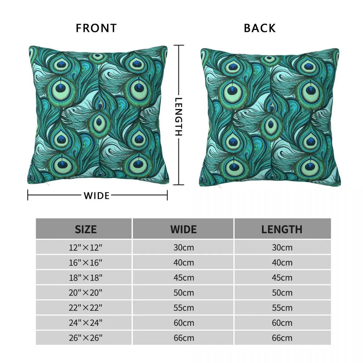 Peacock Feathers Art Nouveau Square Pillowcase Polyester Linen Velvet Pattern Zip Decor Car Cushion Cover