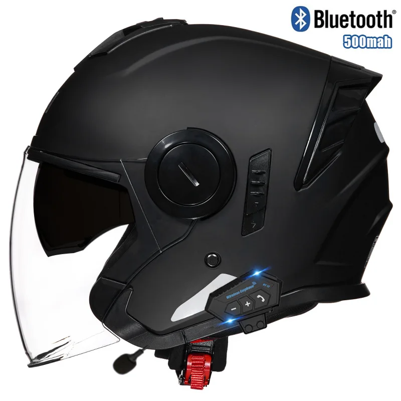 

Motorcycle 3/4 Helmet Bluetooth Dual Visor DOT Approved Riding Helmet for Electric Bike and Motorbike