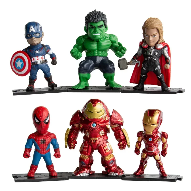 Avengers 4 Iron Man Hulk Q Version Figure Car Ornament Cake Decoration Toy Doll Desktop Pvc Figure Doll Decoration Boy Gift