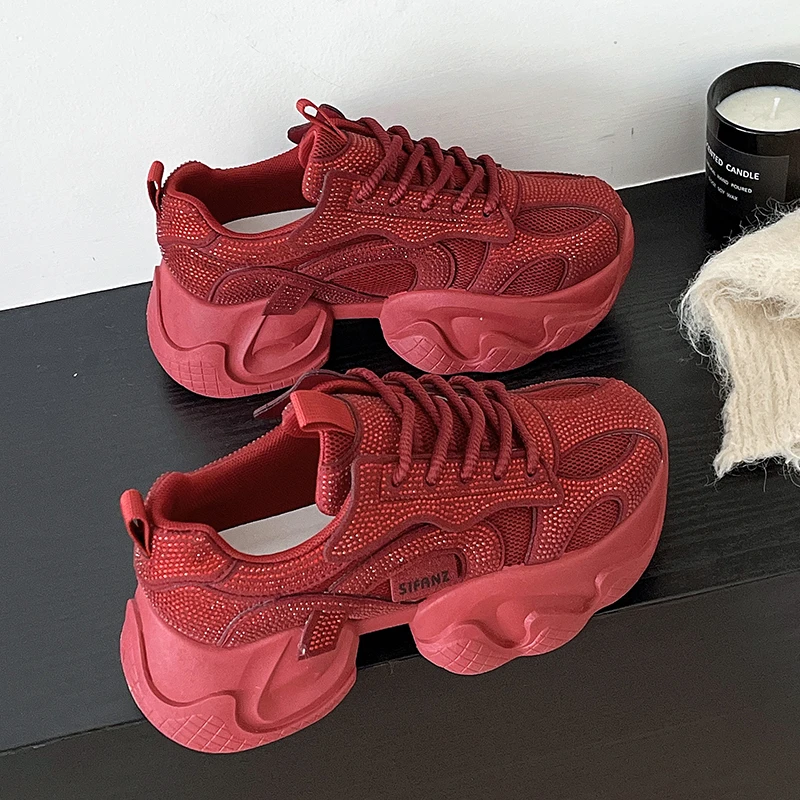 

2024, новая вулканизированная обувь на платформе, женские удобные высококачественные дизайнерские кроссовки с полной дрелью, женская модная повседневная спортивная обувь