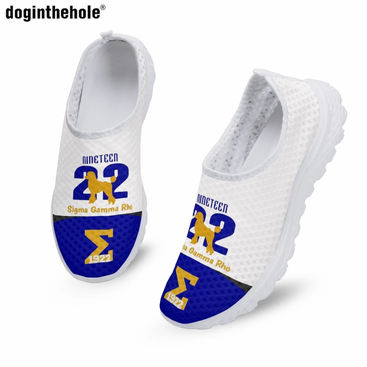 Doginthehole Sigma Gamma Rho Sorority Summer New Ladies Casual Flat Shoes Lightweight Comfort Nursing Mesh Shoes Slip on Sneaker