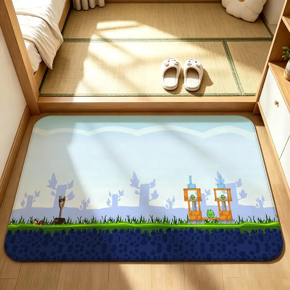 Game-Angry BirdsS Floor Mat Bedroom Carpet, Bathroom Foot Mat, Doormat, Non-Slip Absorbent Multi-Use