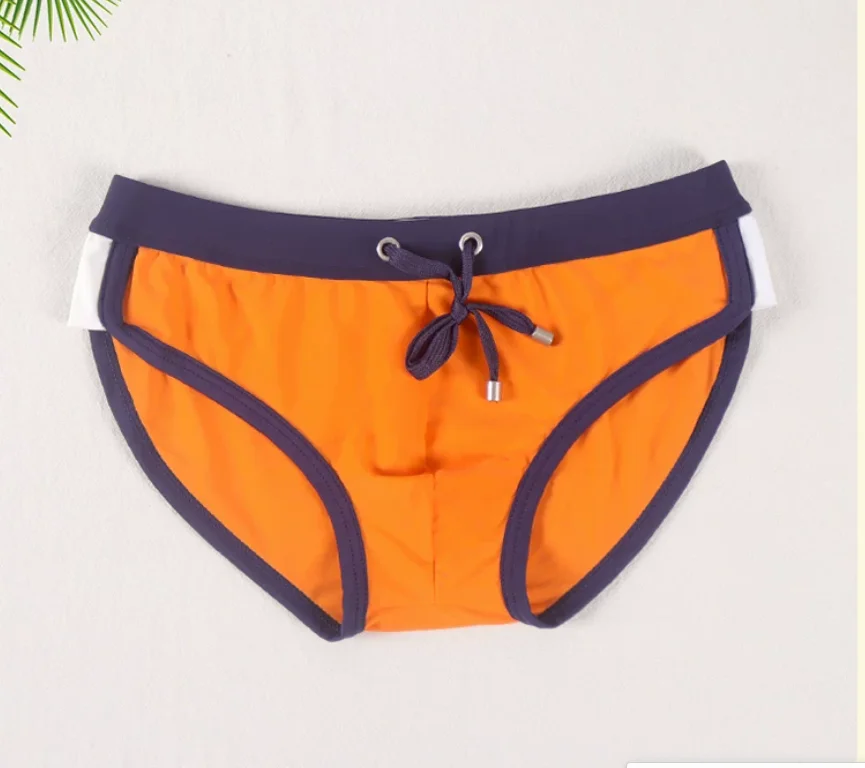 Swimming shorts men's quick-drying triangle swimming trunks summer sun protection casual color matching tether XK3422
